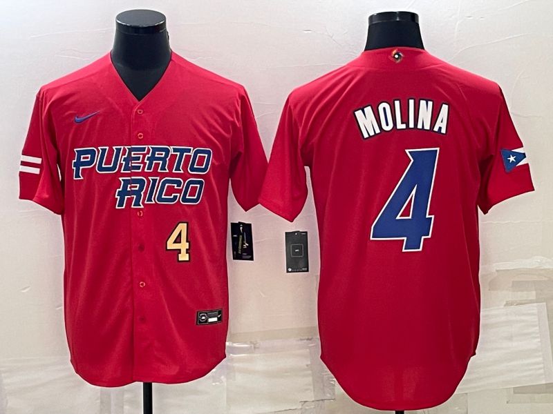 Men 2023 World Cub #4 Molina Red Nike MLB Jersey1->more jerseys->MLB Jersey